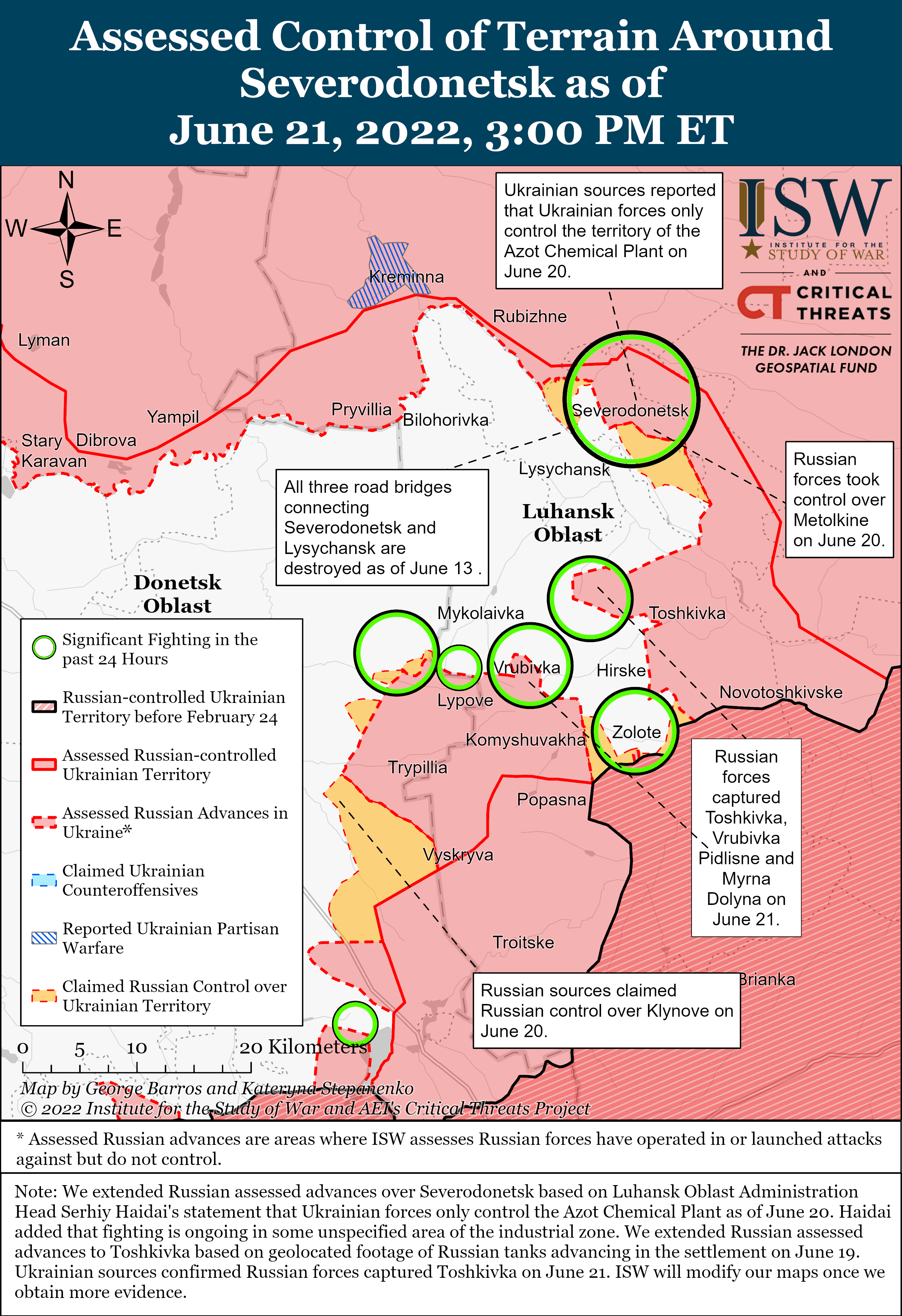 Wie ist der aktuelle Stand (21.06.22) der russischen Truppen in der Ukraine?